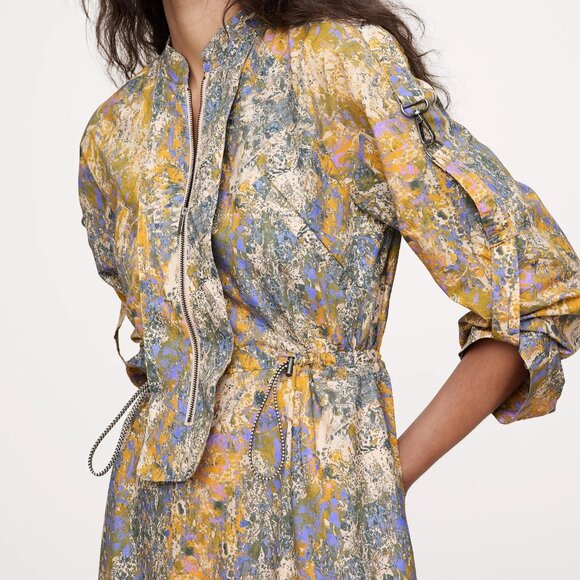 NWT!! Banana Republic Pastel Floral Splatter Cotton Poplin Utility Mini Dress PM - Picture 2 of 4